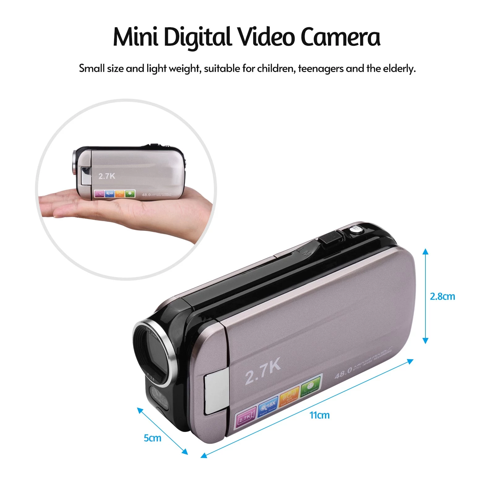 2.7K Ultra HD Mini Digital Video Camera DV Camcorder